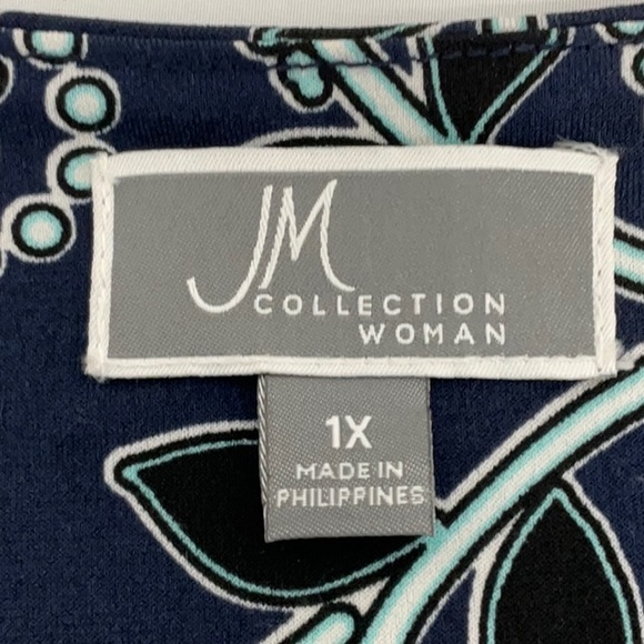 JM Collection women’s plus size 3/4 sleeve tunic with rhinestones, size 1X - Picture 5 of 8